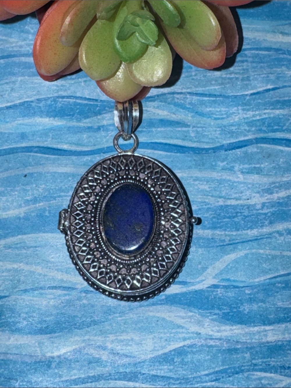 Silver Lapis Locket Pendant